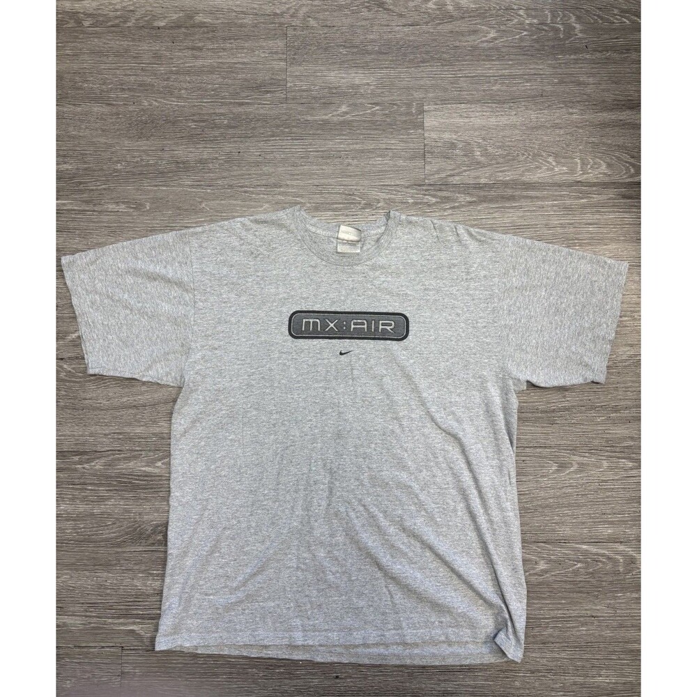 Vintage Nike MX:AIR Graphic T-shirt Center Swoosh Men's Size XL Gray Tag Y2K